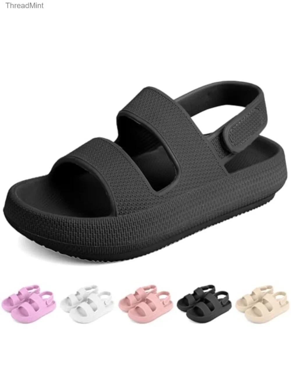 Kids Cloud Sandals EVA Quick Drying Slide Sandals with Hook Loop Back Strap